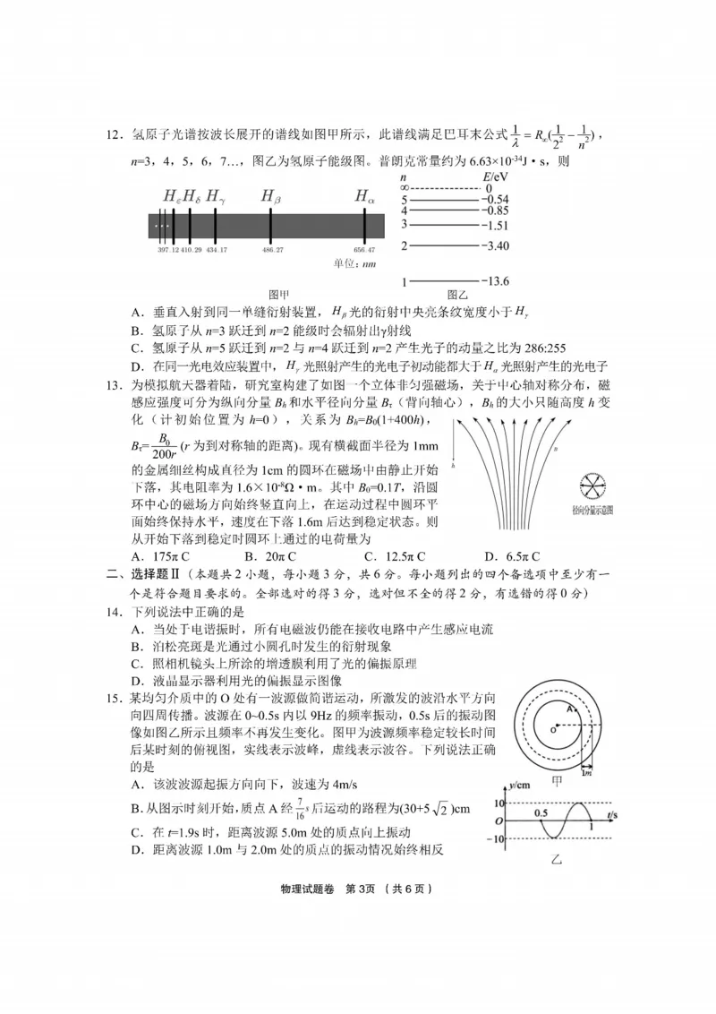 物理卷-2403金丽衢十二校联考（七彩阳光）(1)_2024年3月_013月合集_2024届浙江省金丽衢十二校高三第二次联考