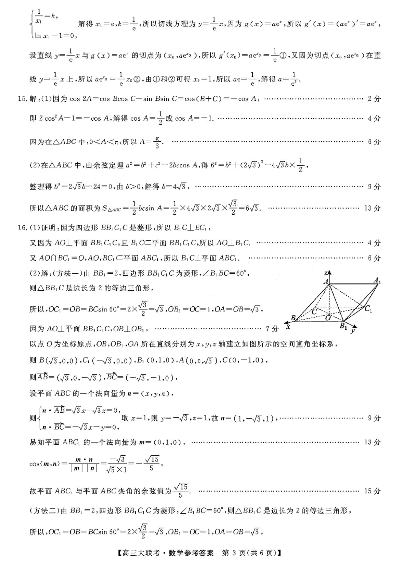 2025届广东省大湾区（正禾）大联考高三上学期模拟联考数学试卷+答案_2024-2025高三（6-6月题库）_2024年12月试卷_1209广东省大湾区（正禾）大联考2024-2025学年高三上学期模拟