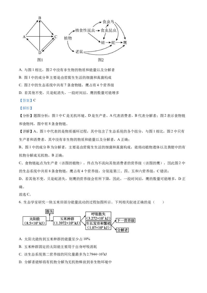 云南省楚雄彝族自治州2024-2025学年高二下学期3月月考生物试题Word版含解析_2024-2025高二（7-7月题库）_2025年05月试卷_0508云南省楚雄彝族自治州2024-2025学年高二下学期3月月考试题