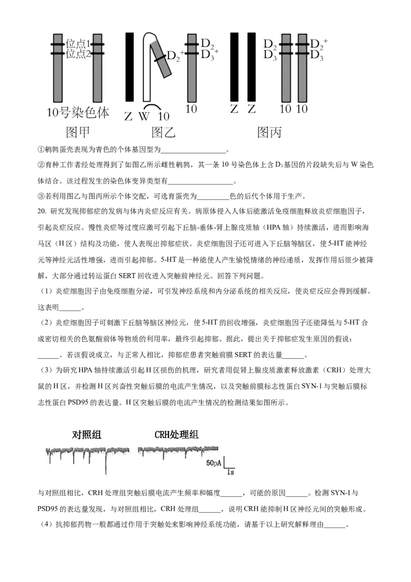 湖南省长沙市长郡中学2023-2024学年高三下学期二模生物试题Word版无答案(1)_2024年4月_024月合集_2024届湖南省长沙市长郡中学高三下学期二模