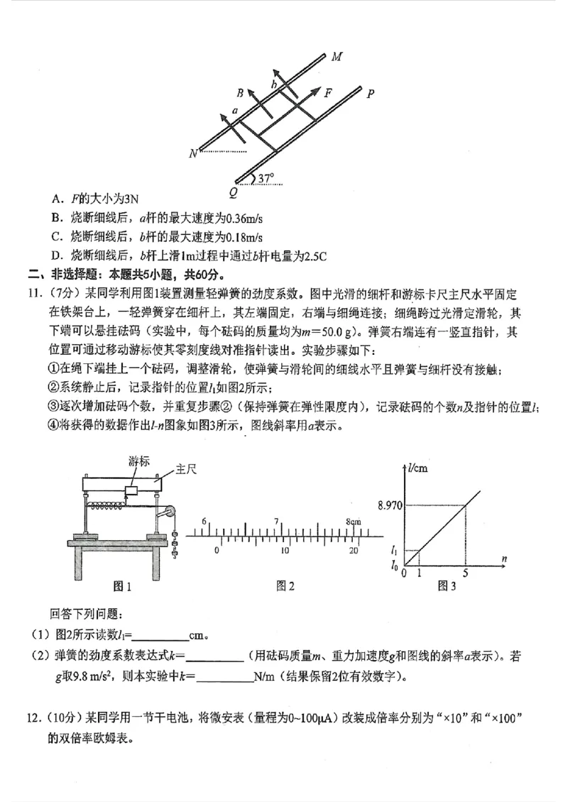 湖北省鄂东南省级示范联盟学校2024年高三5月第一次联考(一模）物理试题_2024年5月_01按日期_11号_2024届湖北省鄂东南省级示范联盟学校高三下学期5月第一次联考(一模