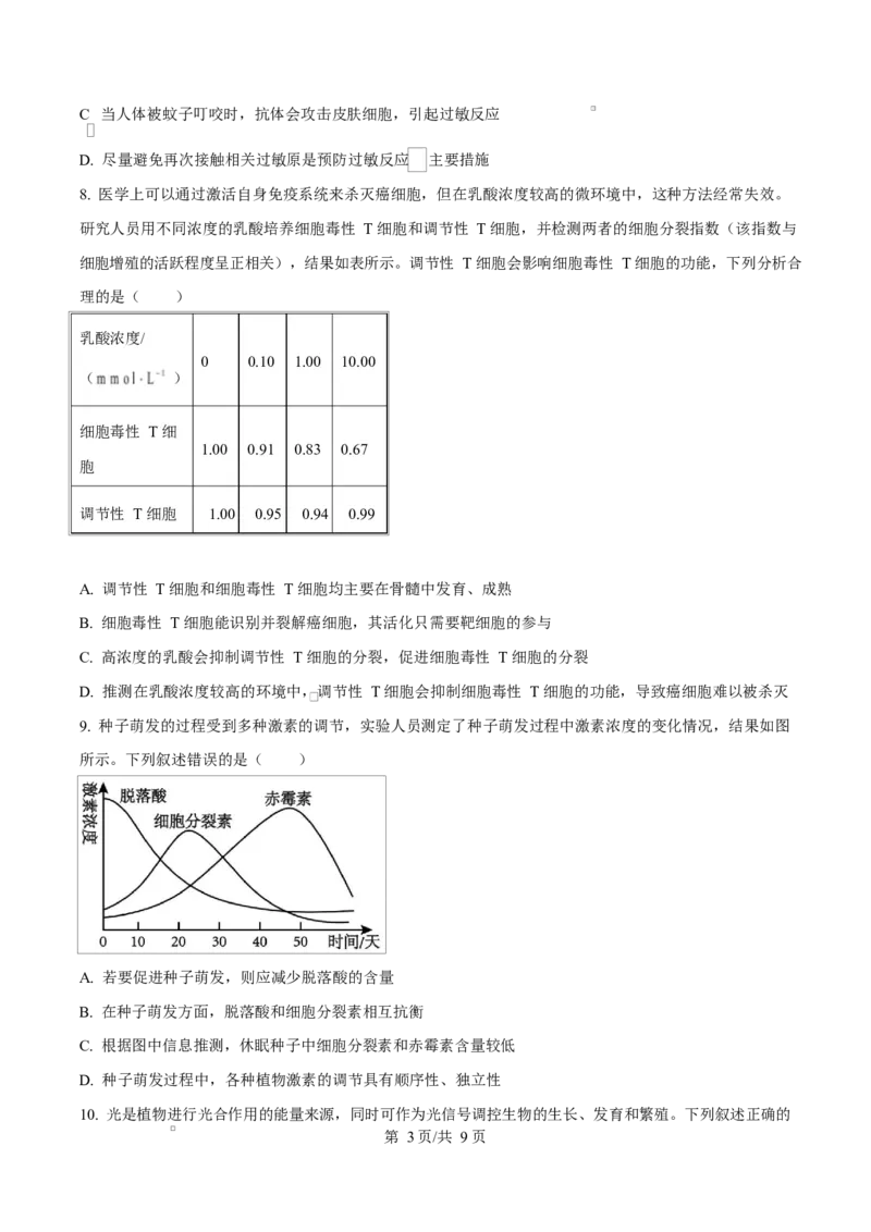 云南省楚雄州中小学2024-2025学年高二上学期期末教育学业质量监测生物试题Word版无答案_2024-2025高二（7-7月题库）_2025年03月试卷