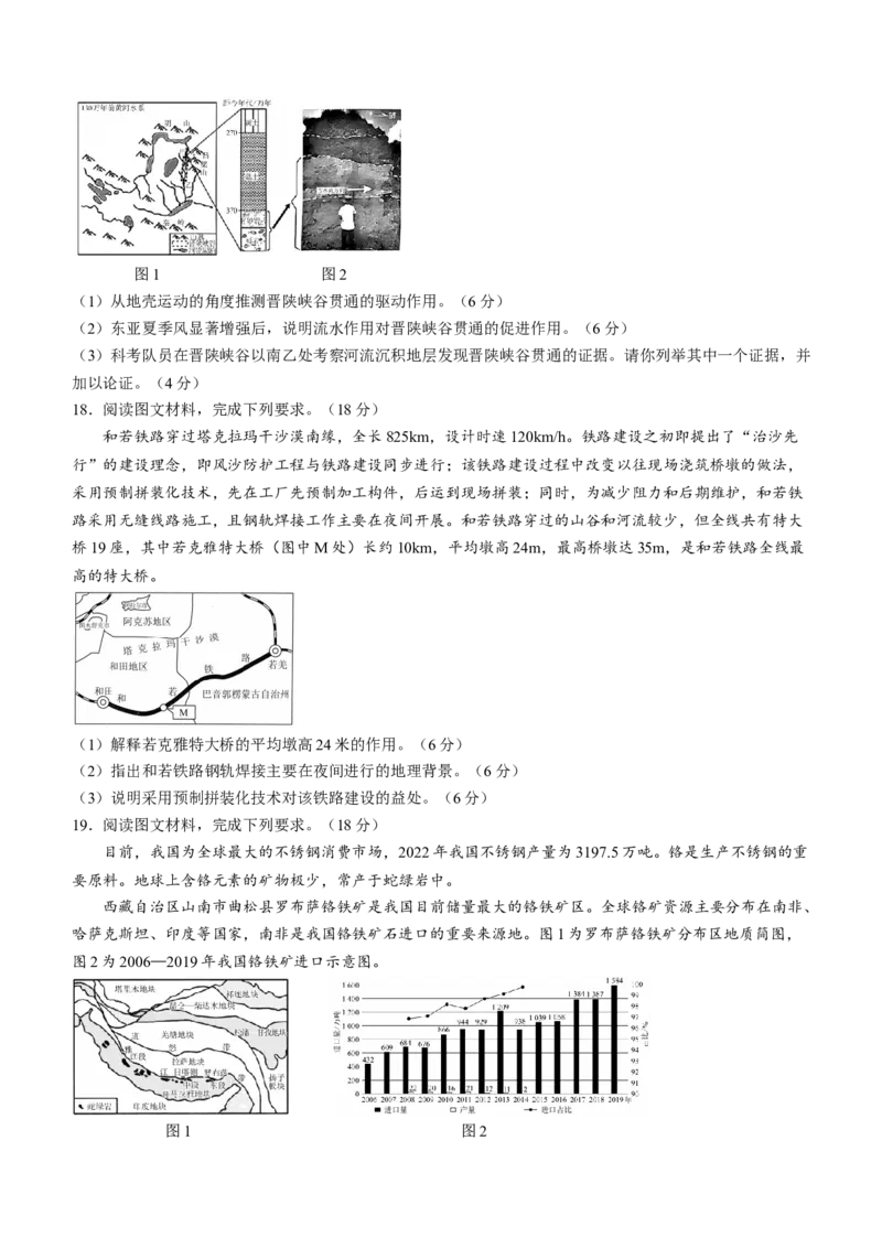 河北省2024届高三下学期二模试题地理试题(1)_2024年4月_024月合集_2024届河北省衡中同卷高三下学期二模