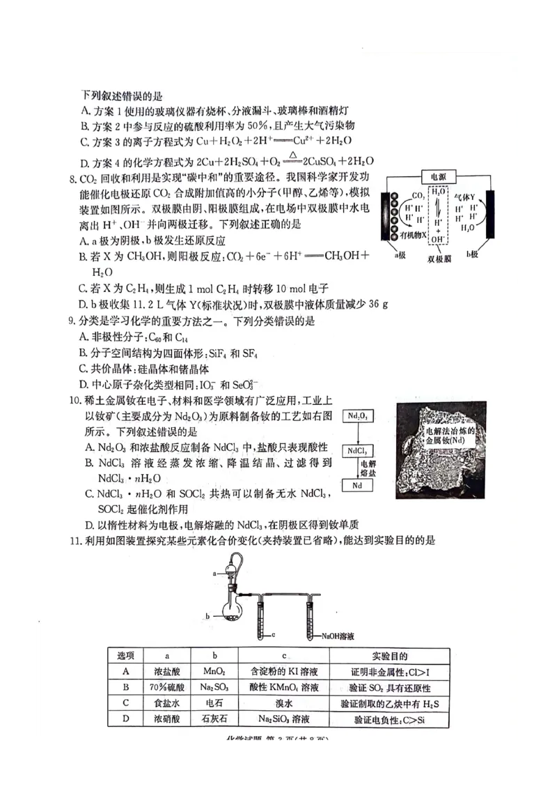 湖南卷湖南省炎德英才名校联考联合体2024年(届)高三下学期5月高考考前仿真联考(三)(5.20-5.21)化学试题_2024年5月_01按日期_23号