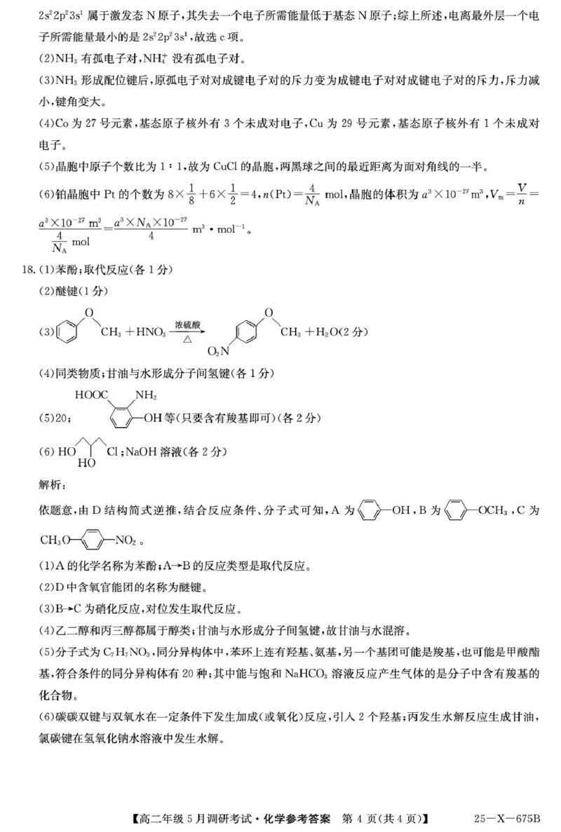 25-X-675B-化学DAZQ_2024-2025高二（7-7月题库）_2025年6月试卷_0602河南省TOP二十名校2024-2025学年高二下学期5月调研考试