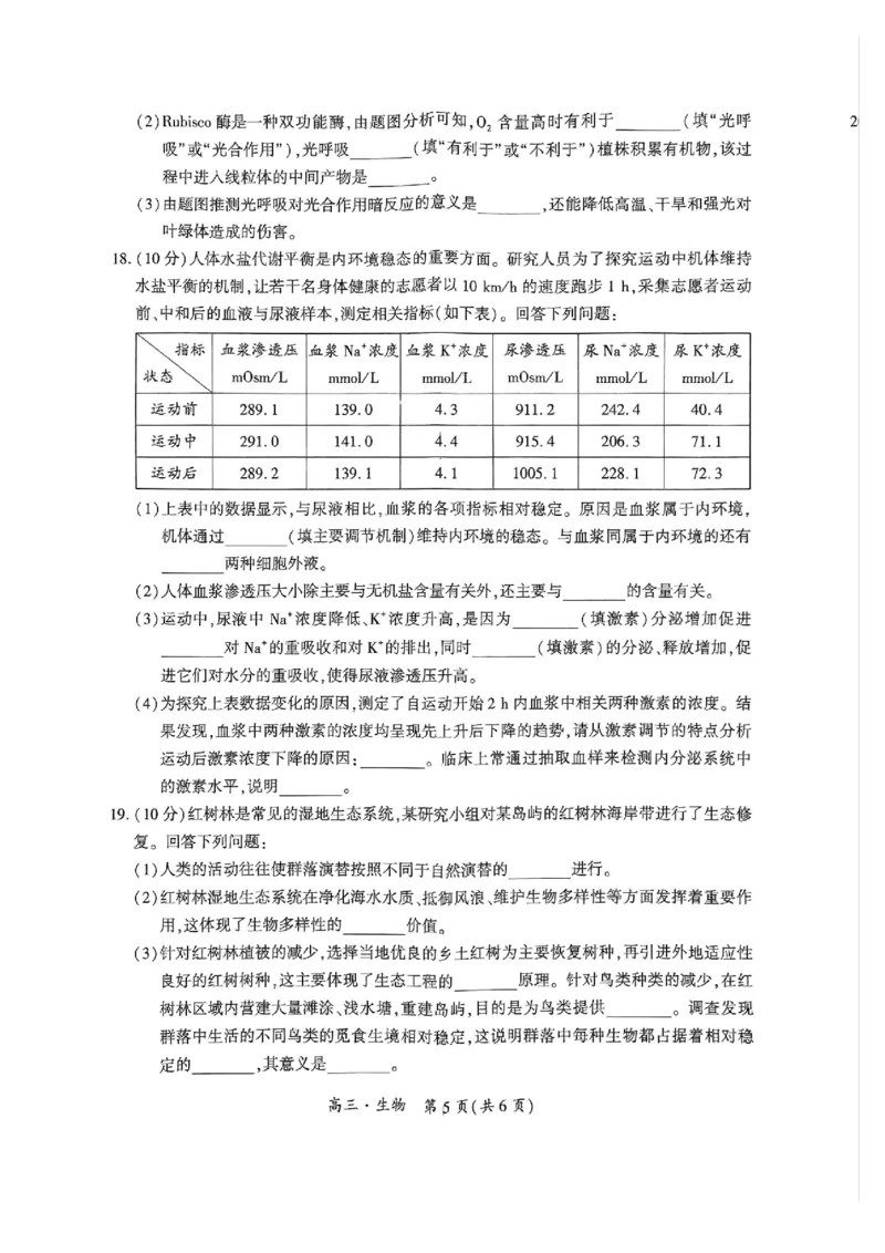 2025届贵州省黔南州高三上学期第一次模拟考试生物试题_2024-2025高三（6-6月题库）_2024年12月试卷_1204贵州省黔南自治州2025届高三第一次模拟考试