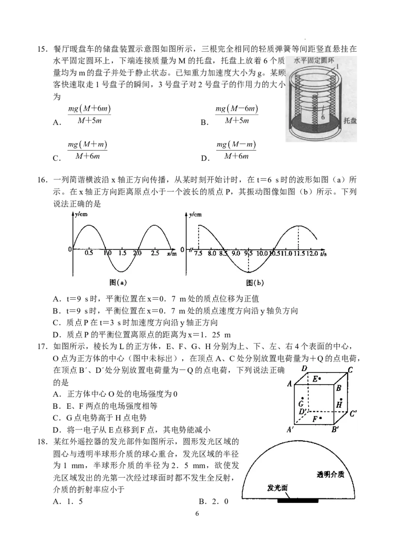 河南省普高联考2023-2024学年高三下学期测评（六）理科综合试卷_2024年5月_01按日期_11号_2024届河南省普高联考高三下学期测评（六）