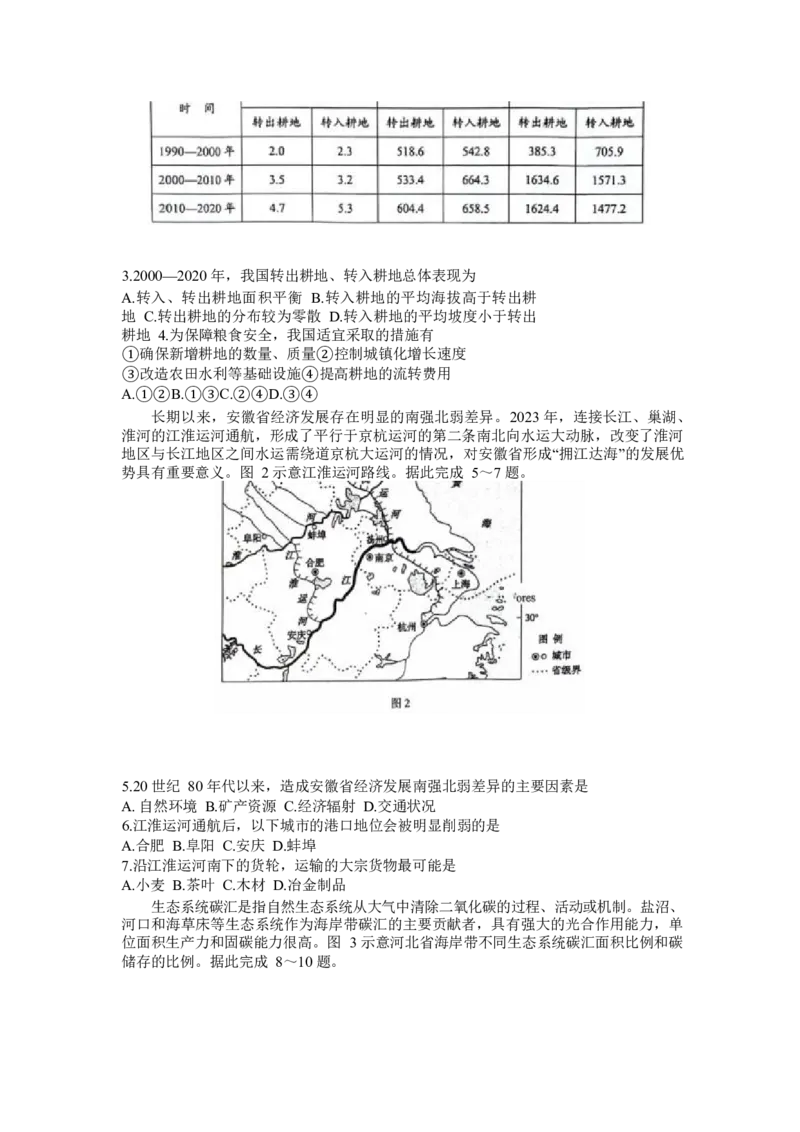 2025届新高三9月摸底大联考地理试卷+答案_2024-2025高三（6-6月题库）_2024年09月试卷_09232025届新高三9月摸底大联考（新课标卷）