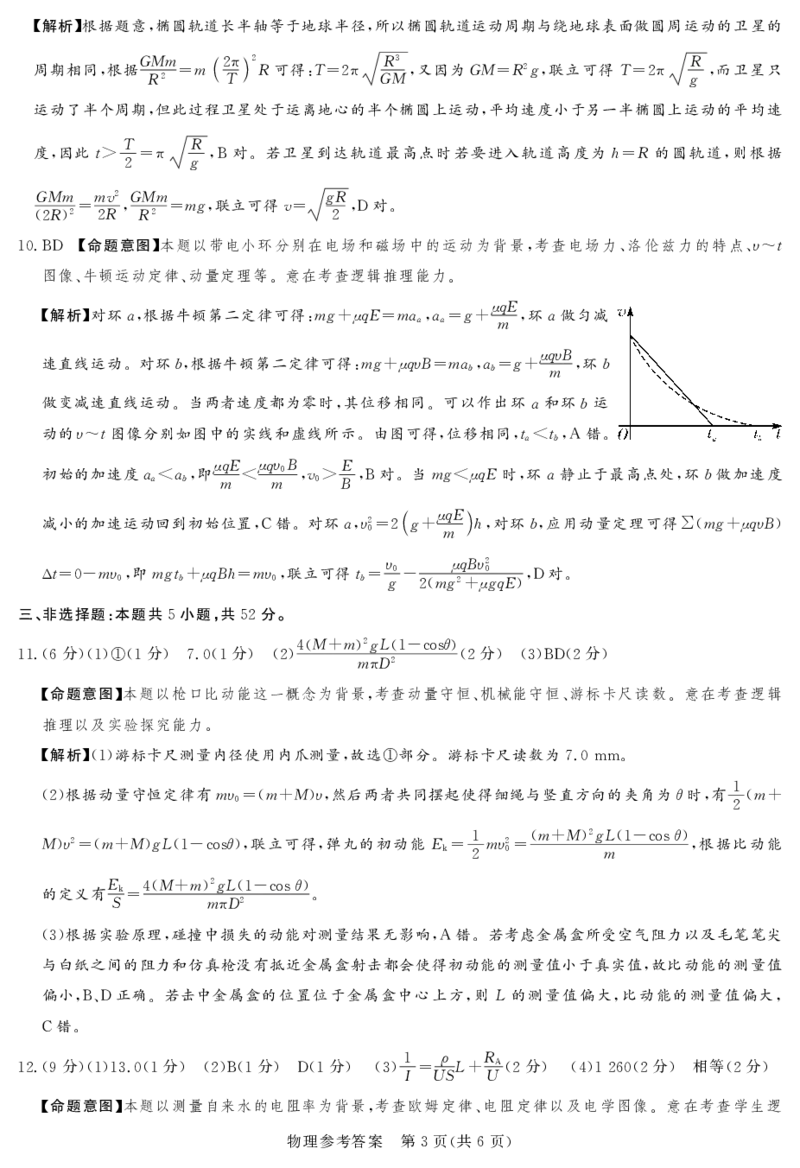 24.12高三物理参考答案及评分细则_2024-2025高三（6-6月题库）_2024年12月试卷_1229湘豫名校联考2024-2025学年高三上学期一轮复习质量检测（全科）