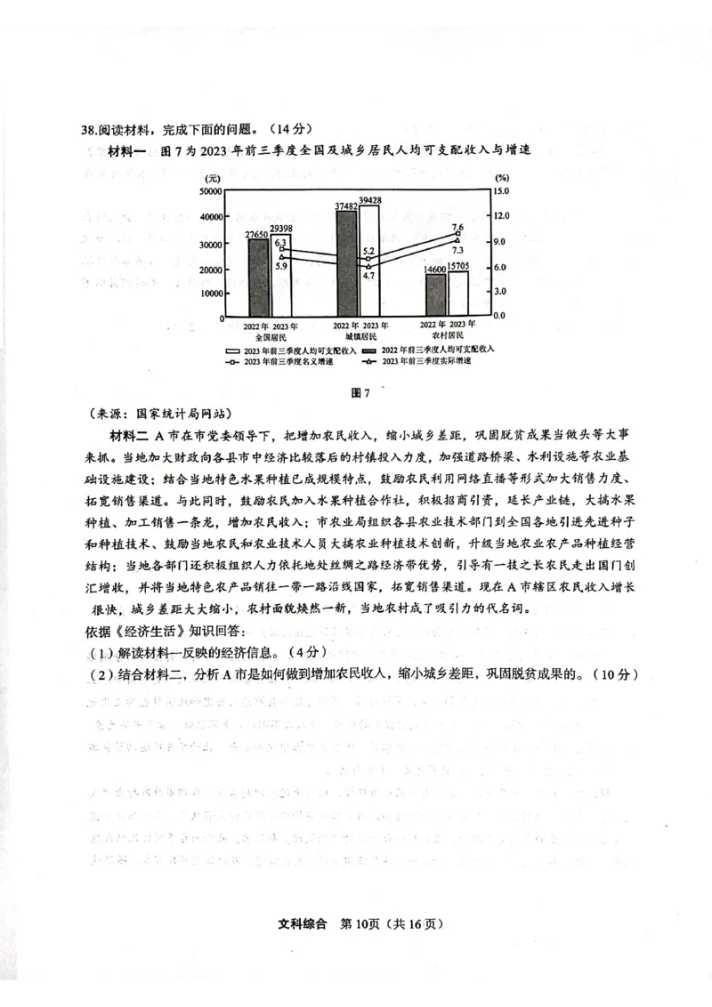 文科综合试题(1)_2024年3月_013月合集_2024届陕西省安康市高三下学期第三次质量联考）_2024届陕西省安康市高三下学期第三次质量联考文综试题
