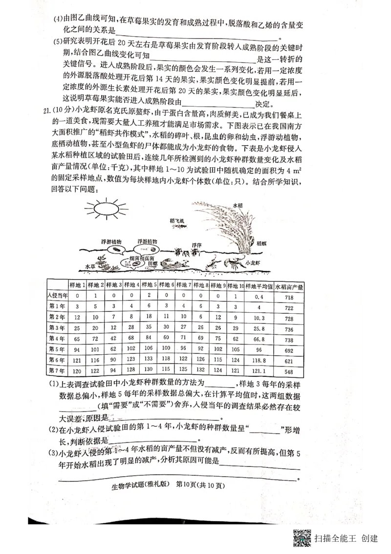 湖南省长沙市雅礼中学2022-2023学年高三下学期月考卷（六）生物试题_2024年2月_01每日更新_10号_2023届湖南省长沙市雅礼中学高三上学期第六次月考
