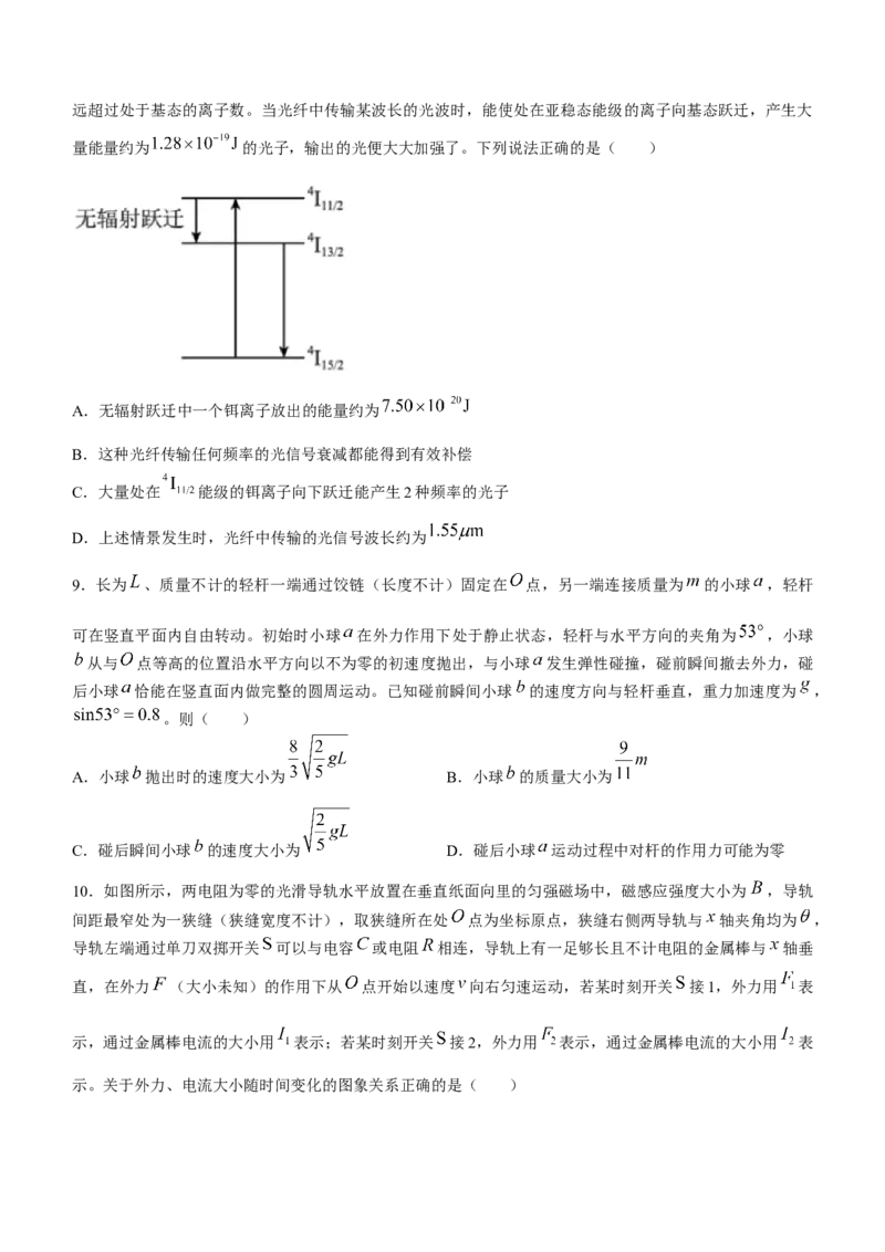 湖南省长沙市长郡中学2023-2024学年高三下学期二模物理试题Word版含案(1)(1)_2024年4月_024月合集_2024届湖南省长沙市长郡中学高三下学期二模