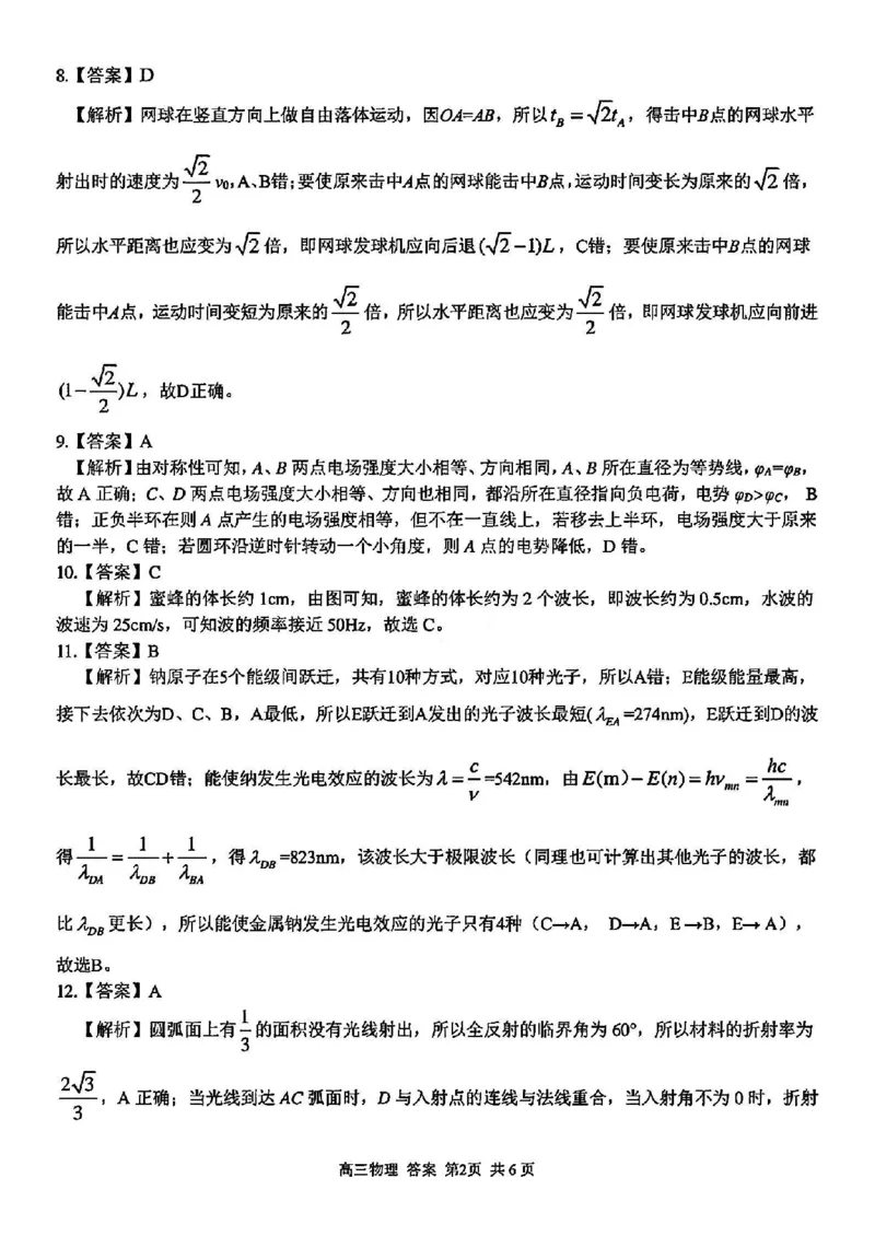 浙江卷浙江省2023学年第二学期浙江精诚联盟适应性联考)(5.15-5.17)物理试卷答案_2024年5月_01按日期_21号_2024届浙江省第二学期浙江精诚联盟适应性联考