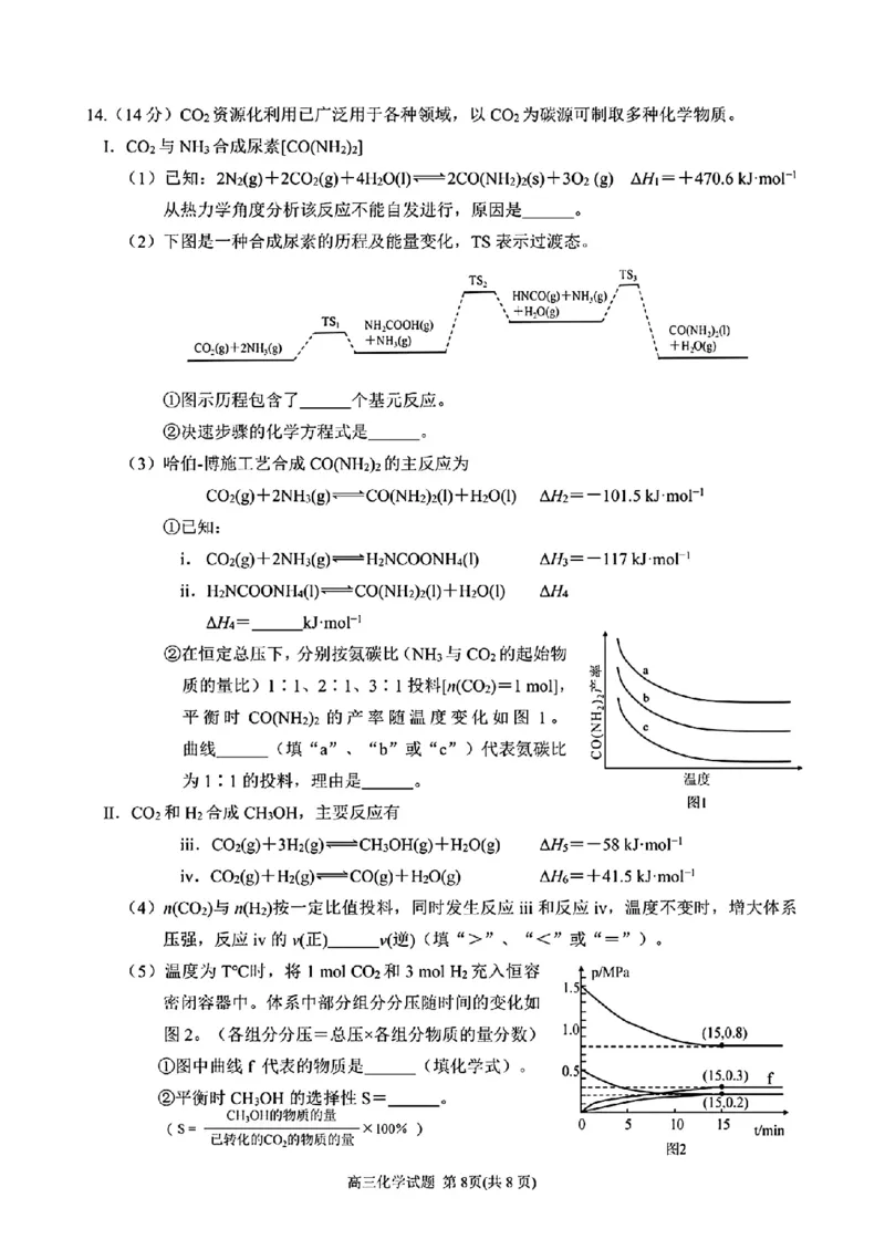 2025届福建省泉州市高三上学期8月高中毕业班质量监测（一）化学+答案_2024-2025高三（6-6月题库）_2024年08月试卷_0831福建省泉州市2025届高中毕业班质量监测（一）