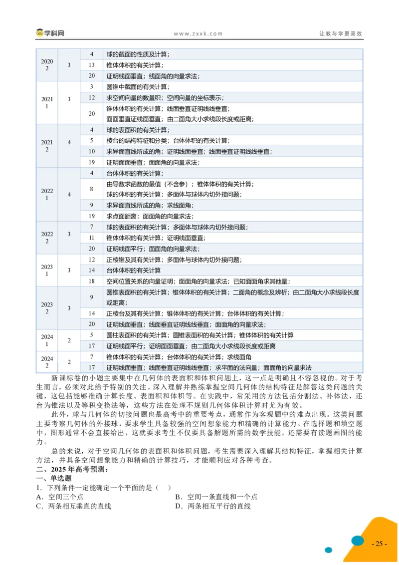 2025年高考数学考前最后一课_2024-2025高三（6-6月题库）_2025年05月试卷_05242025年高考考前最后一课数学