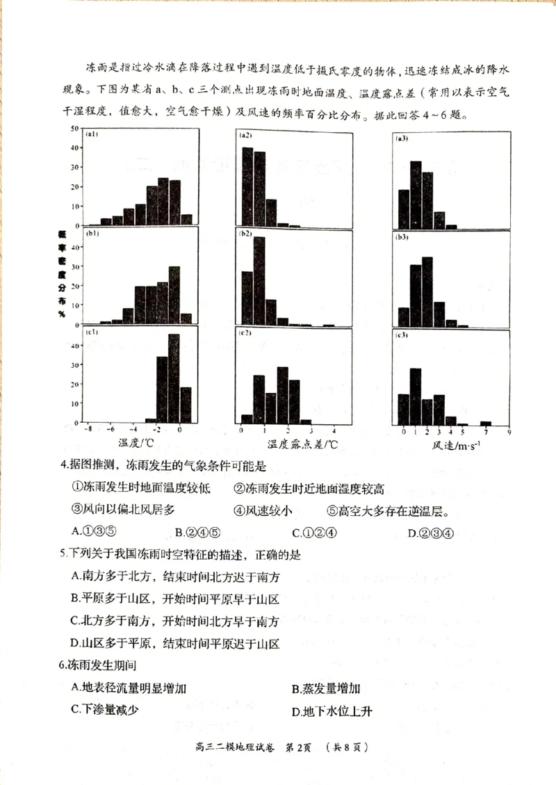 湖南省岳阳市2024届高三教学质量监测（二）地理试卷_2024年3月_013月合集_2024届湖南省岳阳市高三下学期第二次教学质量监测（岳阳二模）