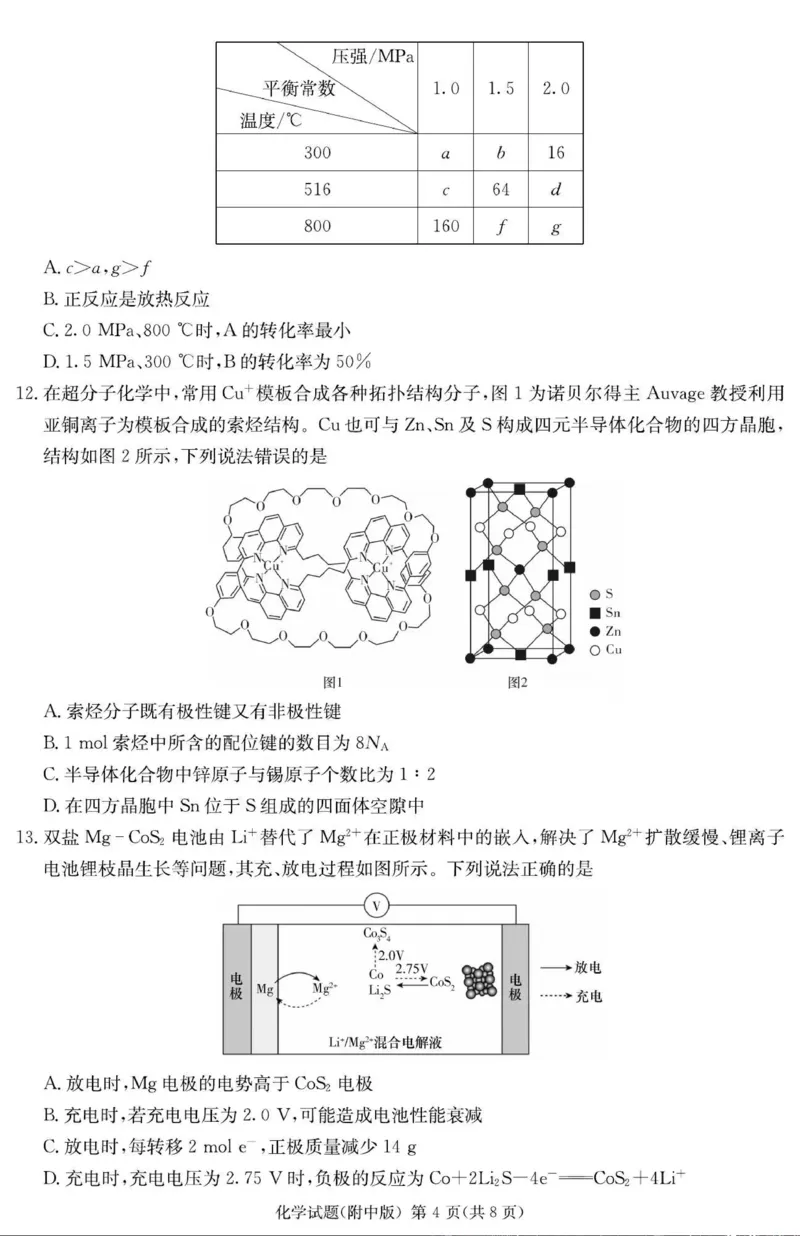 湖南省长沙市湖南师范大学附属中学2023-2024学年高三下学期月考卷（七）化学+(1)_2024年4月_024月合集_2024届湖南师范大学附属中学高三月考（七）