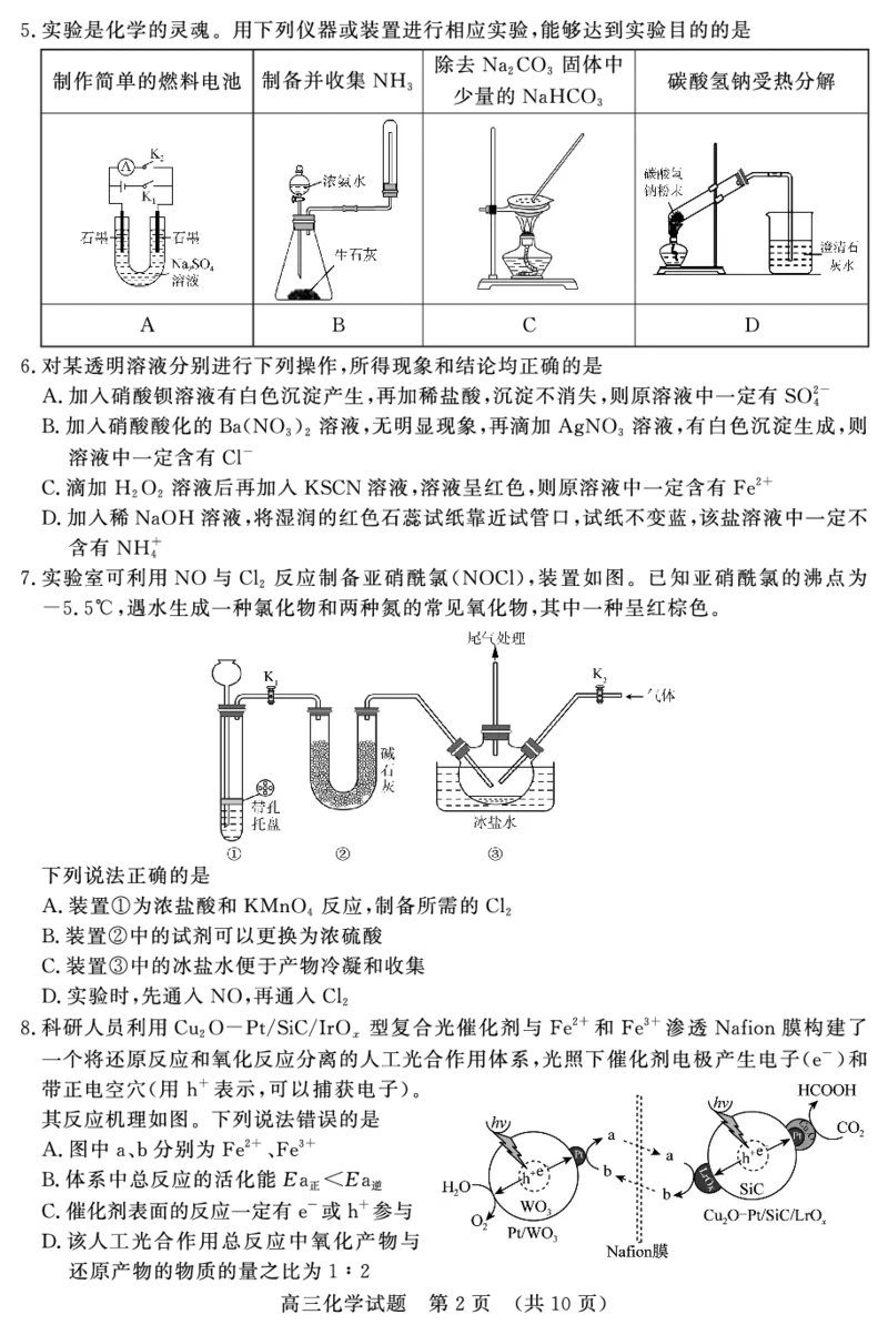 2023年11月期中--高三化学(1)(1)_2023年11月_0211月合集_2024届山东省名校考试联盟高三上学期11月期中检测（济南期中）_山东省名校考试联盟2024届高三上学期11月期中检测（济南期中）化学