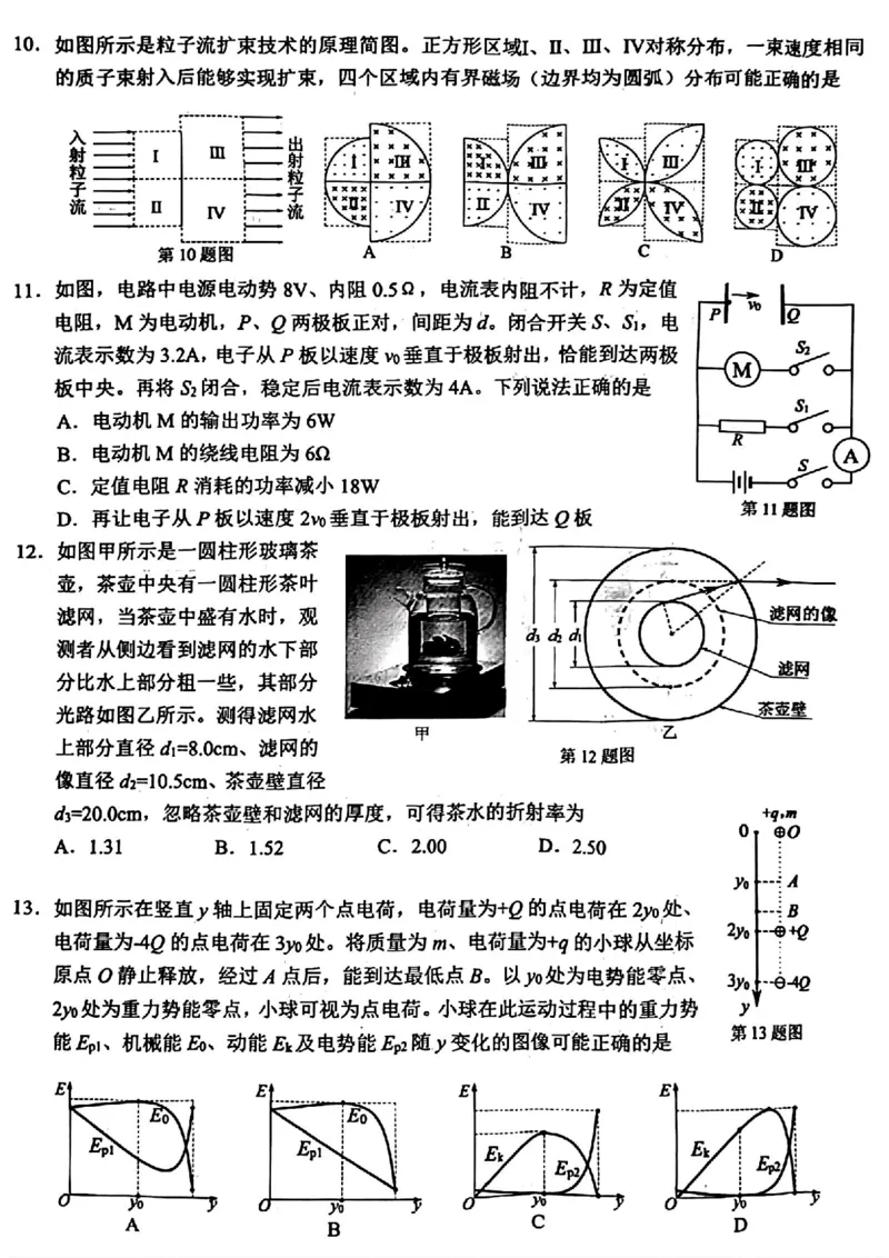 温州三模物理试题_2024年5月_01按日期_10号_2024届浙江省温州市高三第三次适应性考试_2024届浙江省温州市高三第三次适应性考试物理