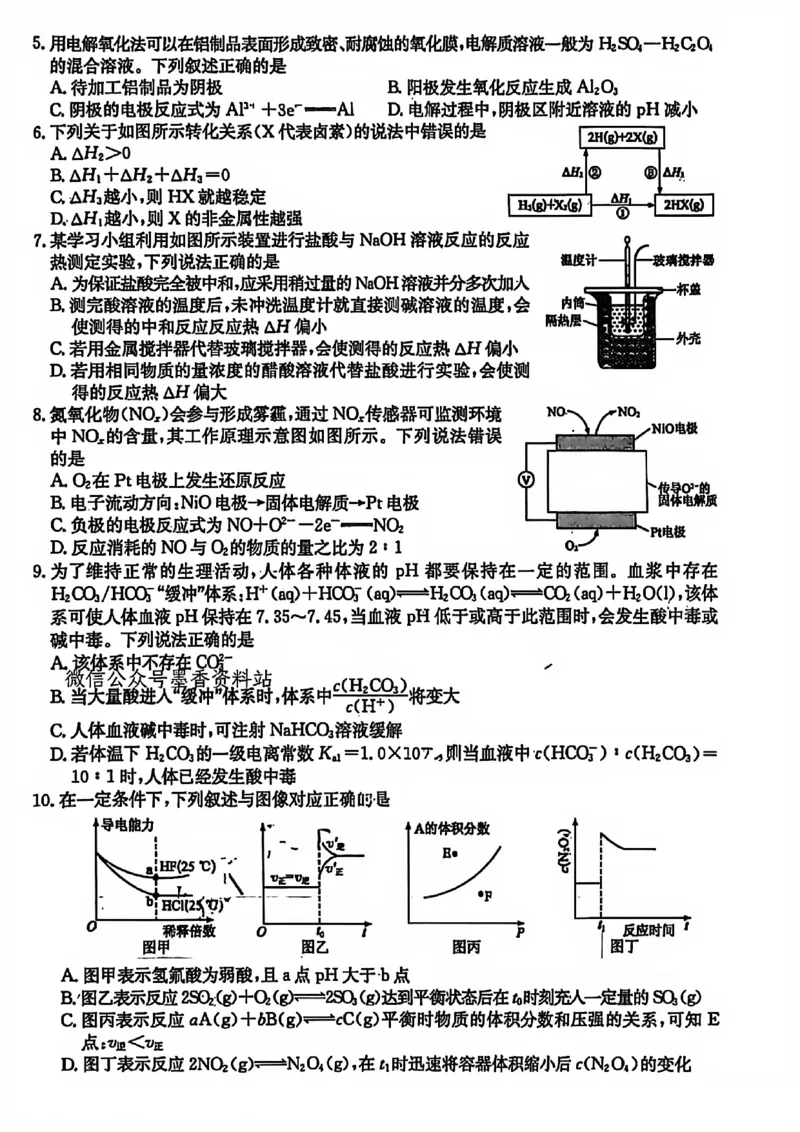 化学试卷-25-26学年山西高二12月卓越联盟联考_2024-2025高二（7-7月题库）_2026年1月高二_260102山西省三晋卓越联盟25-26学年高二12月冲刺卷