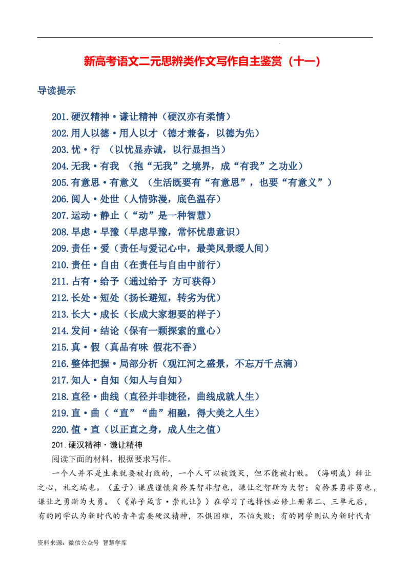 新高考语文二元思辨类作文写作自主鉴赏（十一）_2024年5月_01按日期_2号_2024高考语文写作专题（素材大全+写作技巧+满分作文+真题）
