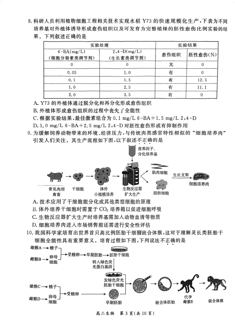 2024北京东城高二（下）期末生物试题及答案_2024-2025高三（6-6月题库）_2024年07月试卷_2407172024届北京市东城区高二（下）期末考试