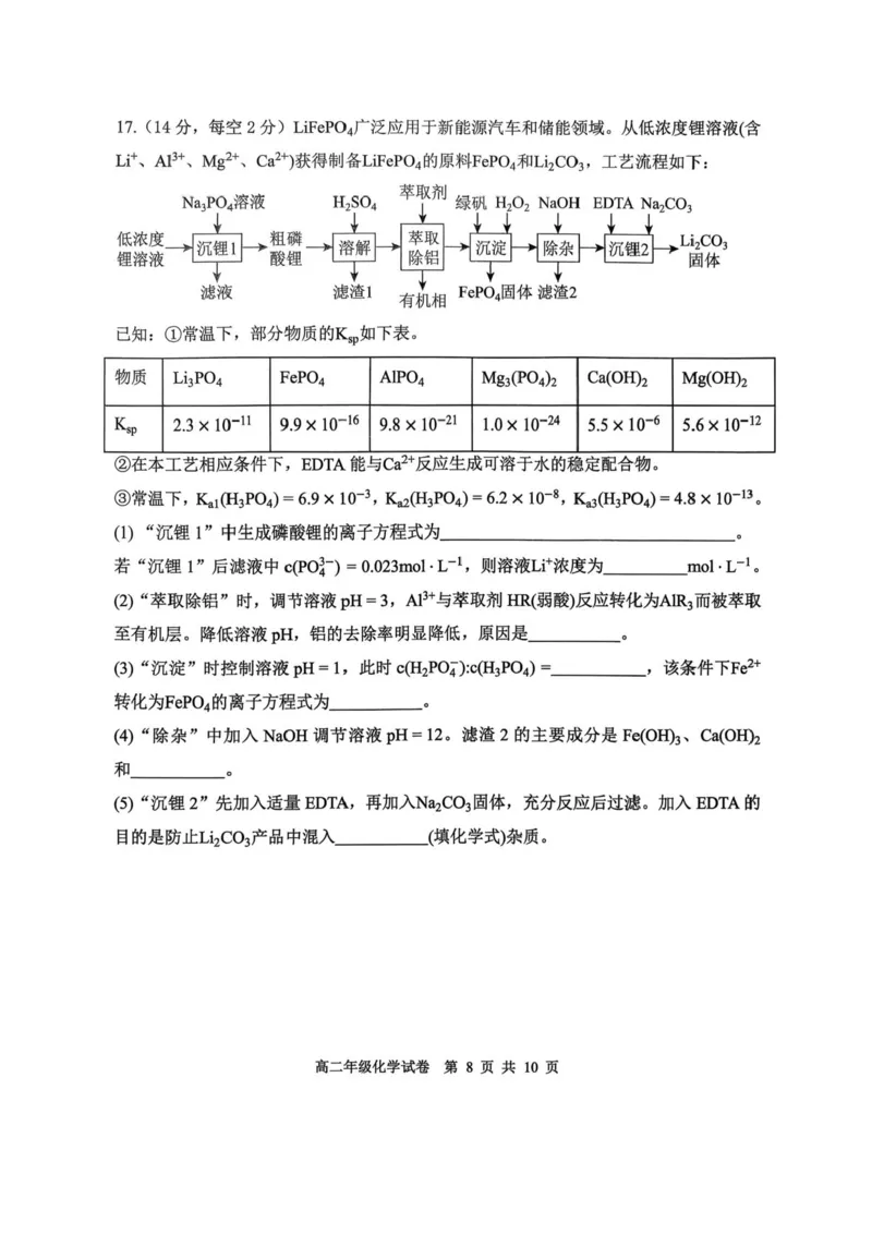 55975820-辽宁省沈阳市五校协作体2025-2026学年高二上学期1月期末考试-化学试题_2024-2025高二（7-7月题库）_2026年1月高二