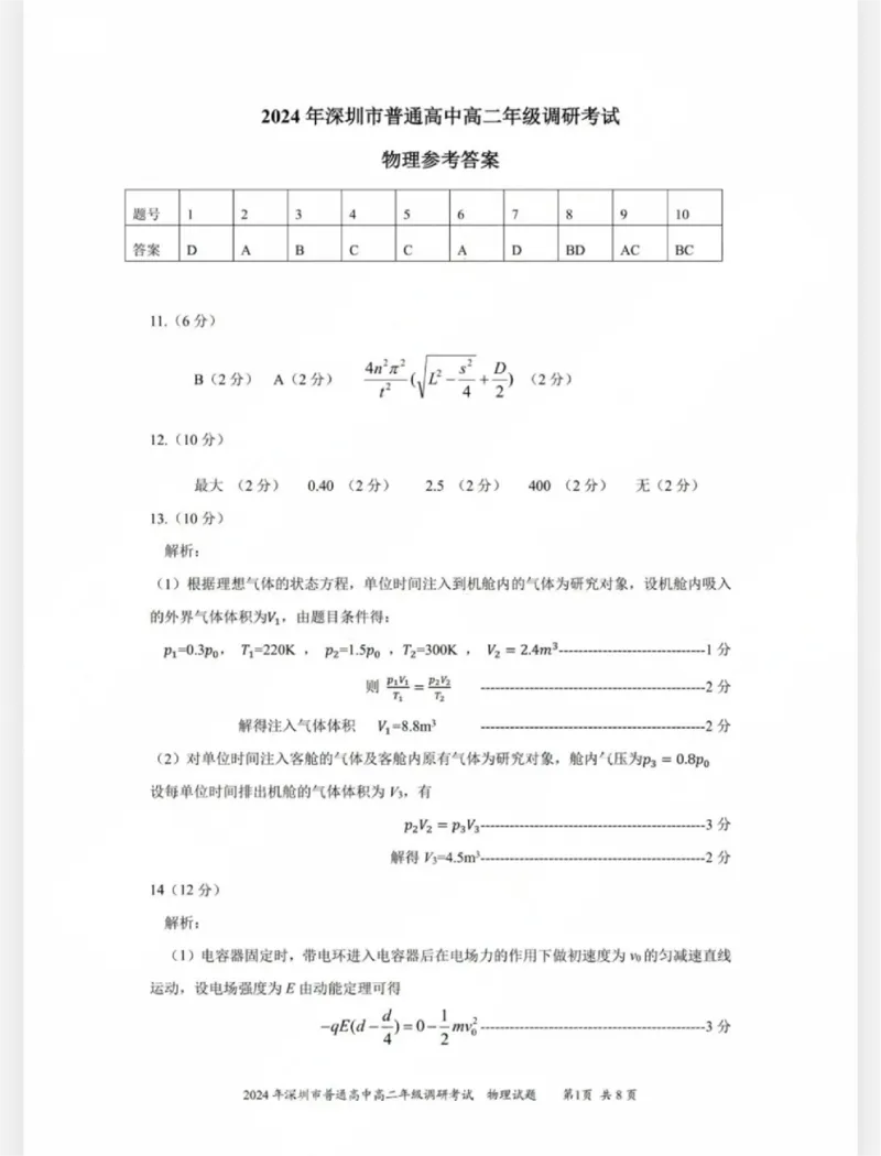 2024深圳高二调研考物理答案_2024-2025高三（6-6月题库）_2024年07月试卷_240707广东省深圳市2023-2024学年高二下学期7月期末调研考试_广东省深圳市2023-2024学年高二下学期7月期末调研考试物理