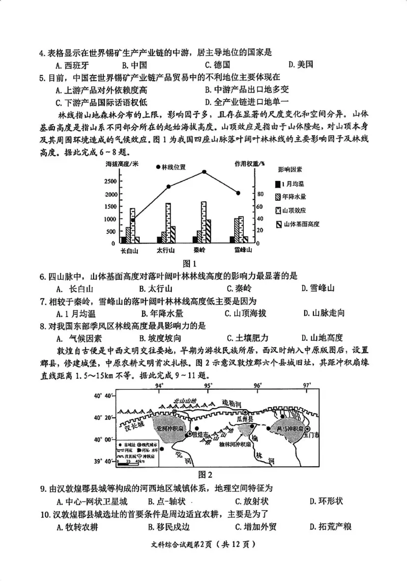 文综试卷_2024年4月_01按日期_21号_2024届四川省绵阳市高中第三次诊断性考试_四川省绵阳市高中2021级第三次诊断性考试-文科综合