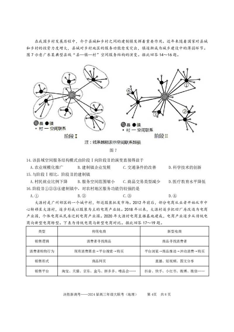 江苏省决胜新高考2024届高三下学期4月大联考地理试题（含答案）(1)_2024年4月_024月合集_2024届江苏省决胜新高考高三下学期4月大联考