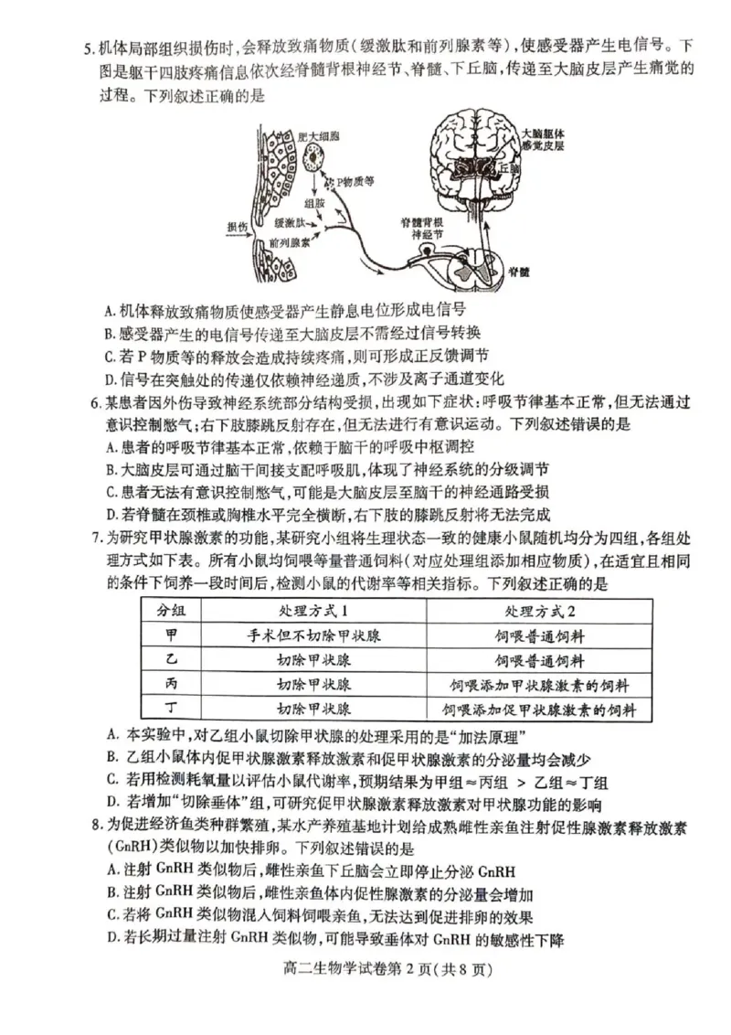 内江市2025-2026学年度第一学期高二期末检测题生物_2024-2025高二（7-7月题库）_2026年1月高二_260130四川省内江市2025-2026学年度第一学期高二期末检测题（全）