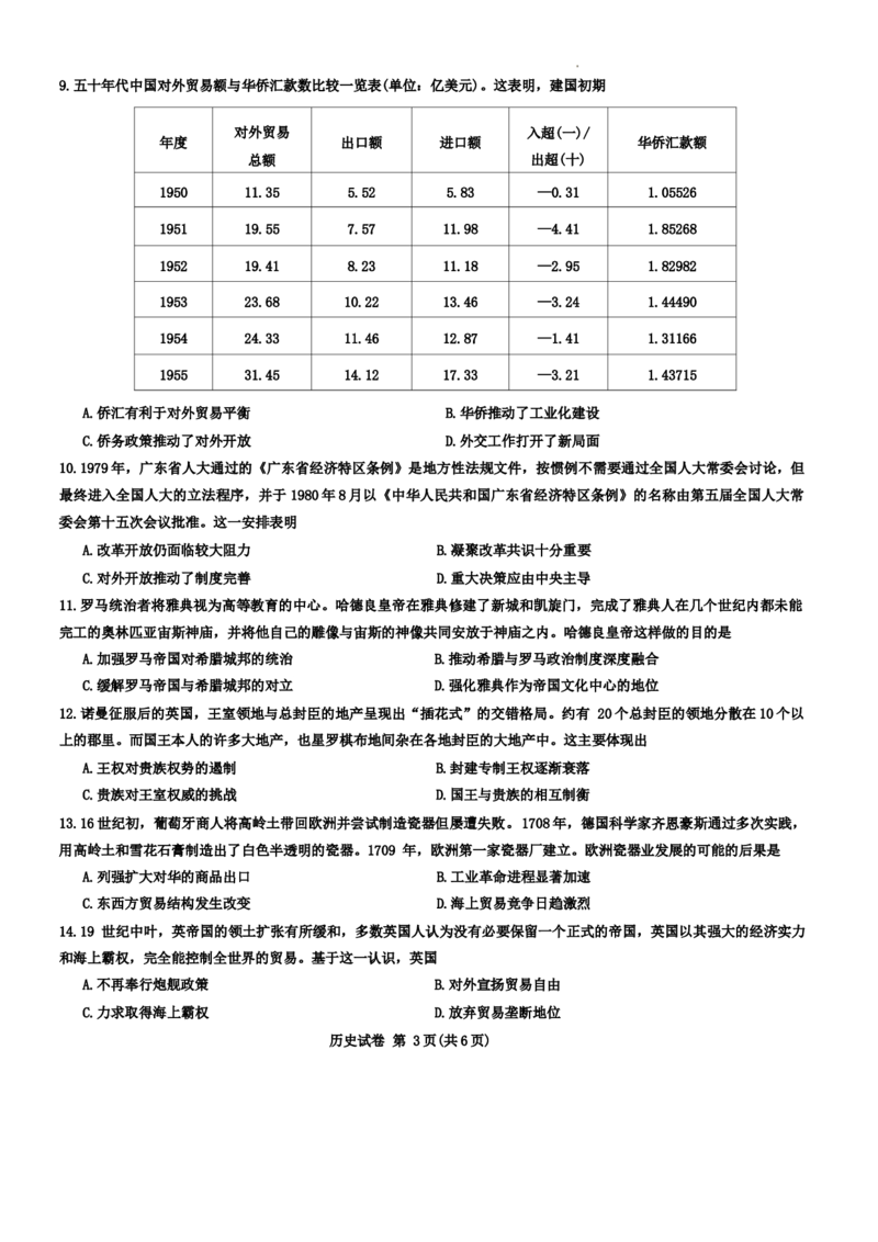 湖北省圆创联盟2024届高三三月联合测评一模考试历史试题_2024年3月_013月合集_2024届湖北省圆创高中名校联盟高三下学期3月联合测评