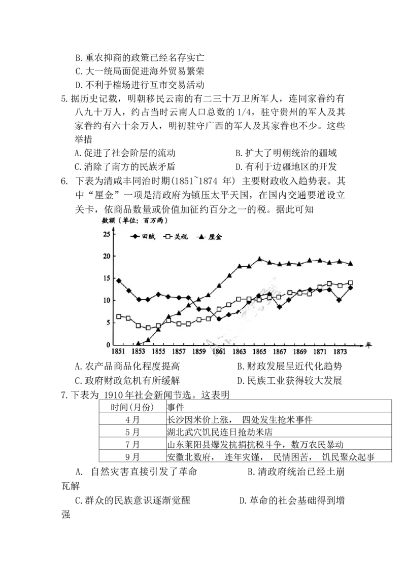 湖南省A佳2024年5月高三模拟（三模）考试历史试题_2024年5月_01按日期_13号_2024届湖南省A佳教育5月高三模拟考试_湖南省A佳教育2023-2024年高三下学期5月模拟考试历史试题