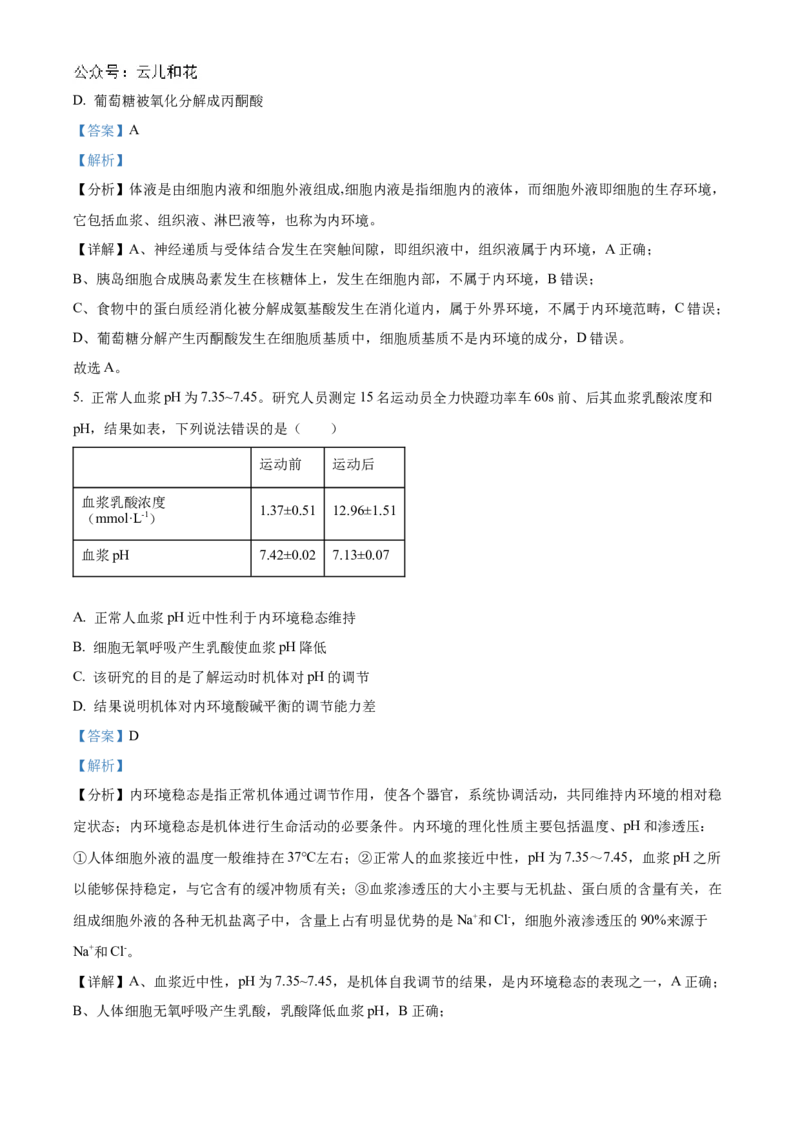 北京市海淀区北京理工大学附属中学2024-2025学年高二上学期10月月考生物试题Word版含解析_2024-2025高二（7-7月题库）_2024年10月试卷