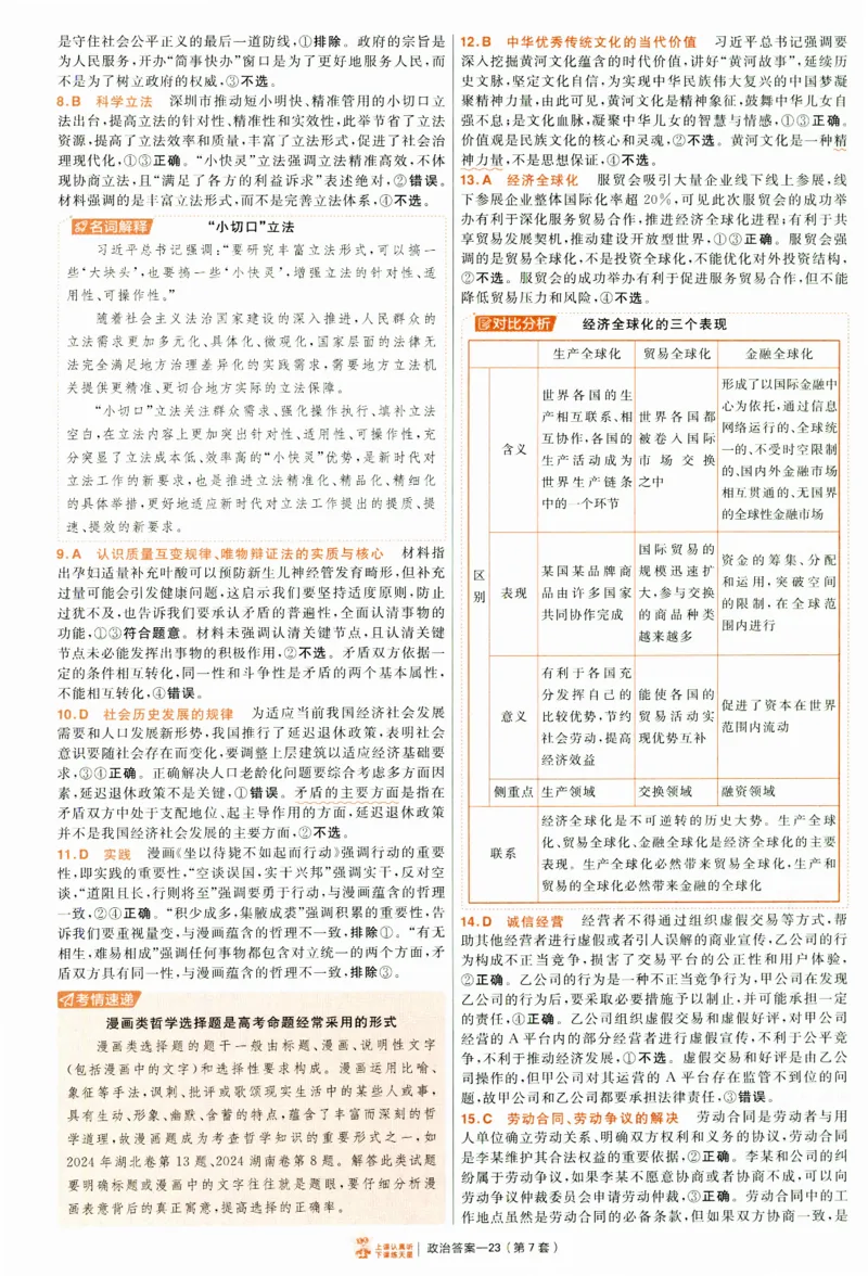 2025《金考卷&middot;特快专递&middot;第4期》政治-答案_2024-2025高三（6-6月题库）_2025年01月试卷_01012025《金考卷&middot;特快专递&middot;第4期》_政治
