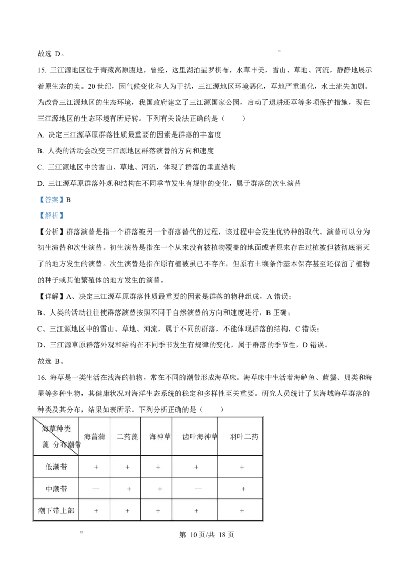 云南省楚雄州中小学2024-2025学年高二上学期期末教育学业质量监测生物试题Word版含解析_2024-2025高二（7-7月题库）_2025年03月试卷