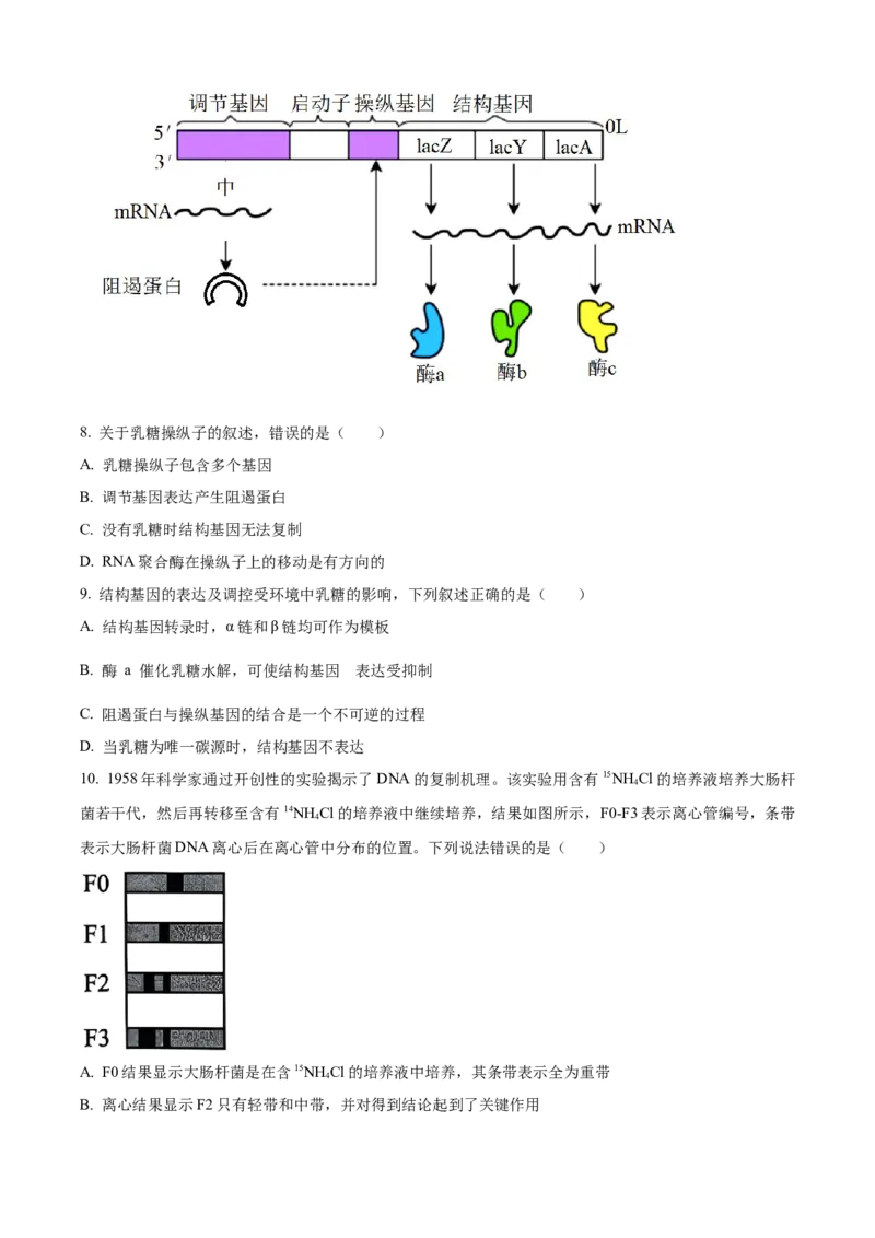 浙江省9+1联盟2024届高三下学期3月联考生物试题（原卷版）(1)_2024年4月_024月合集_2024届浙江省9+1联盟高三下学期3月模拟预测