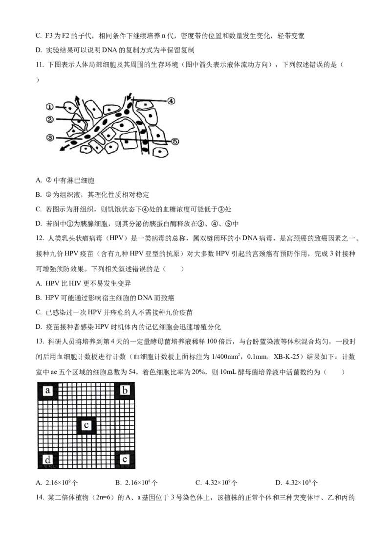 浙江省9+1联盟2024届高三下学期3月联考生物试题（原卷版）(1)_2024年4月_024月合集_2024届浙江省9+1联盟高三下学期3月模拟预测