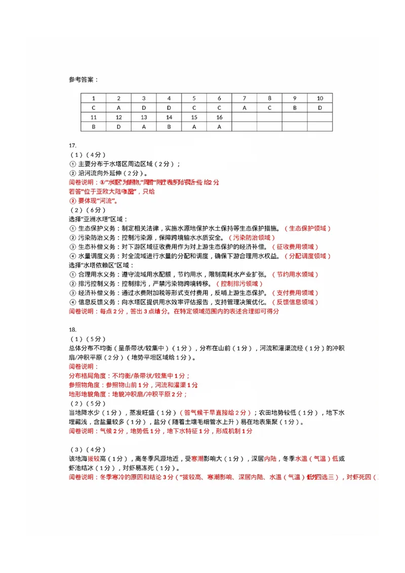 2024-2025学年福州市高三年级第四次质量检测地理答案_2024-2025高三（6-6月题库）_2025年04月试卷_0429福建省2024-2025学年福州市高三年级第四次质量检测（全科）