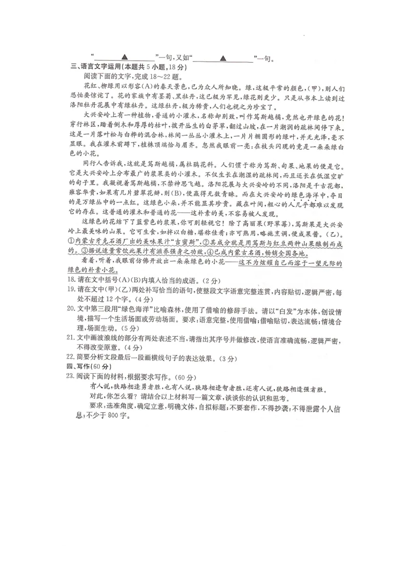 2025届湖南省部分学校高三上学期8月月考语文试题_2024-2025高三（6-6月题库）_2024年08月试卷_08272025届湖南省高三年级入学考试（金太阳8月联考）（HUN）