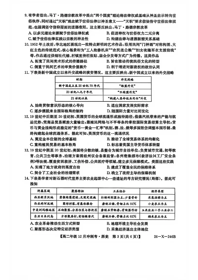 历史试卷-25-26学年山西高二12月卓越联盟联考_2024-2025高二（7-7月题库）_2026年1月高二_260102山西省三晋卓越联盟25-26学年高二12月冲刺卷