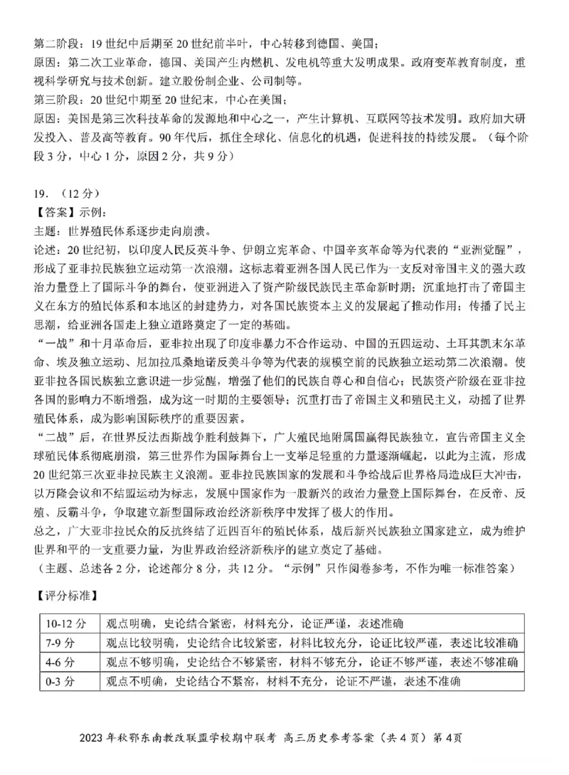 2023年秋季鄂东南省级示范高中教育教学改革联盟学校期中联考高三历史试卷答案(1)_2023年11月_0211月合集_2024届湖北省鄂东南省级示范高中教育教学改革联盟学校高三上学期期中联考