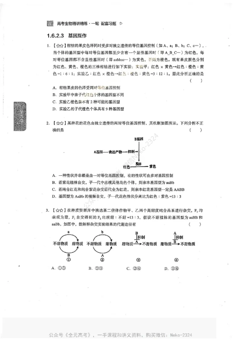 2024万猛生物一轮习题@_2024-2025高三（6-6月题库）_2024年09月试卷_万猛
