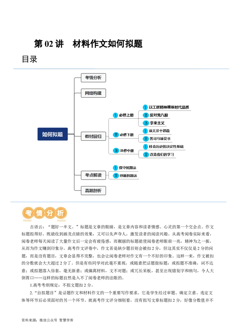 第02讲材料作文如何拟题（讲义）（解析版）_2024年5月_01按日期_2号_2024高考语文写作专题（素材大全+写作技巧+满分作文+真题）