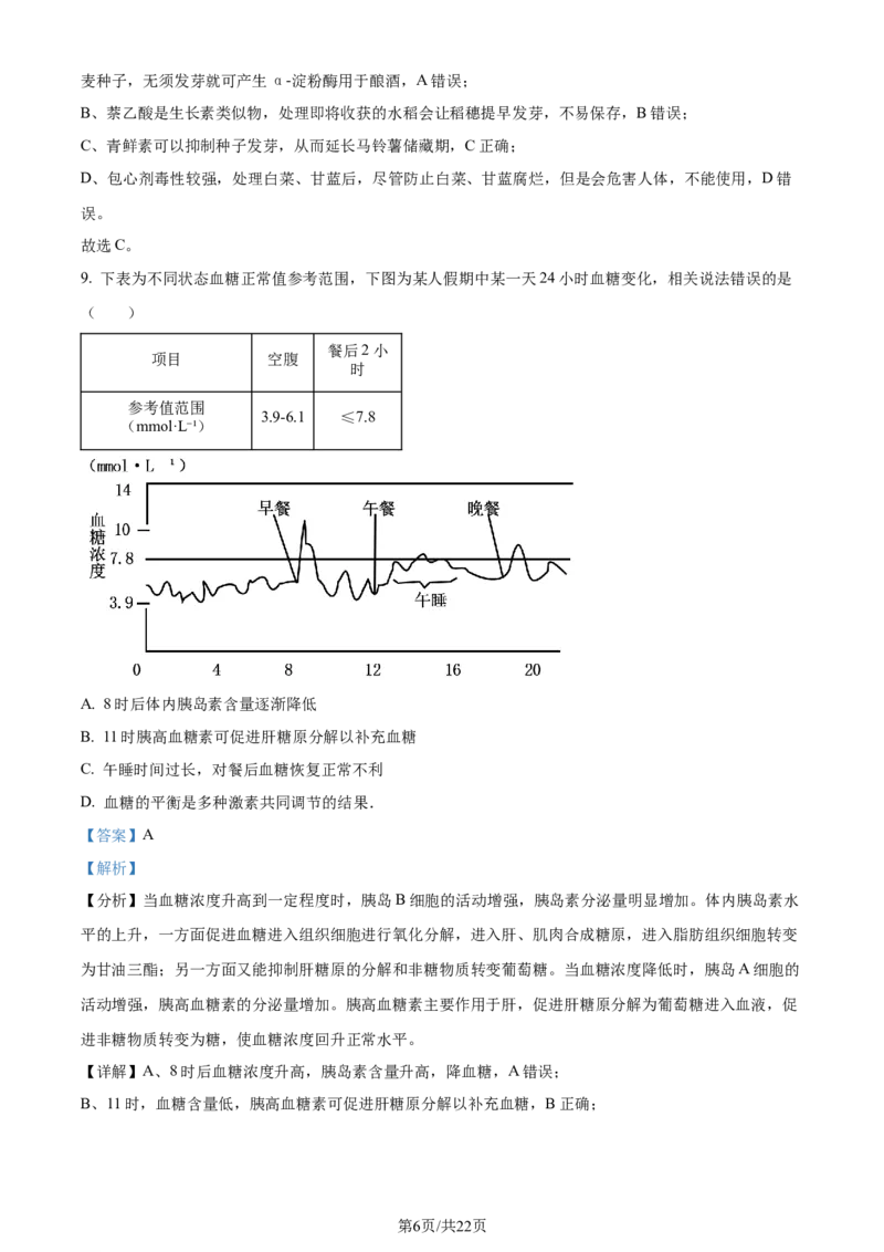 精品解析：北京市房山区2023~2024学年度高三上学期期末检测生物试题（解析版）_2024年2月_01每日更新_01号_2024届北京市房山区高三上学期期末考试