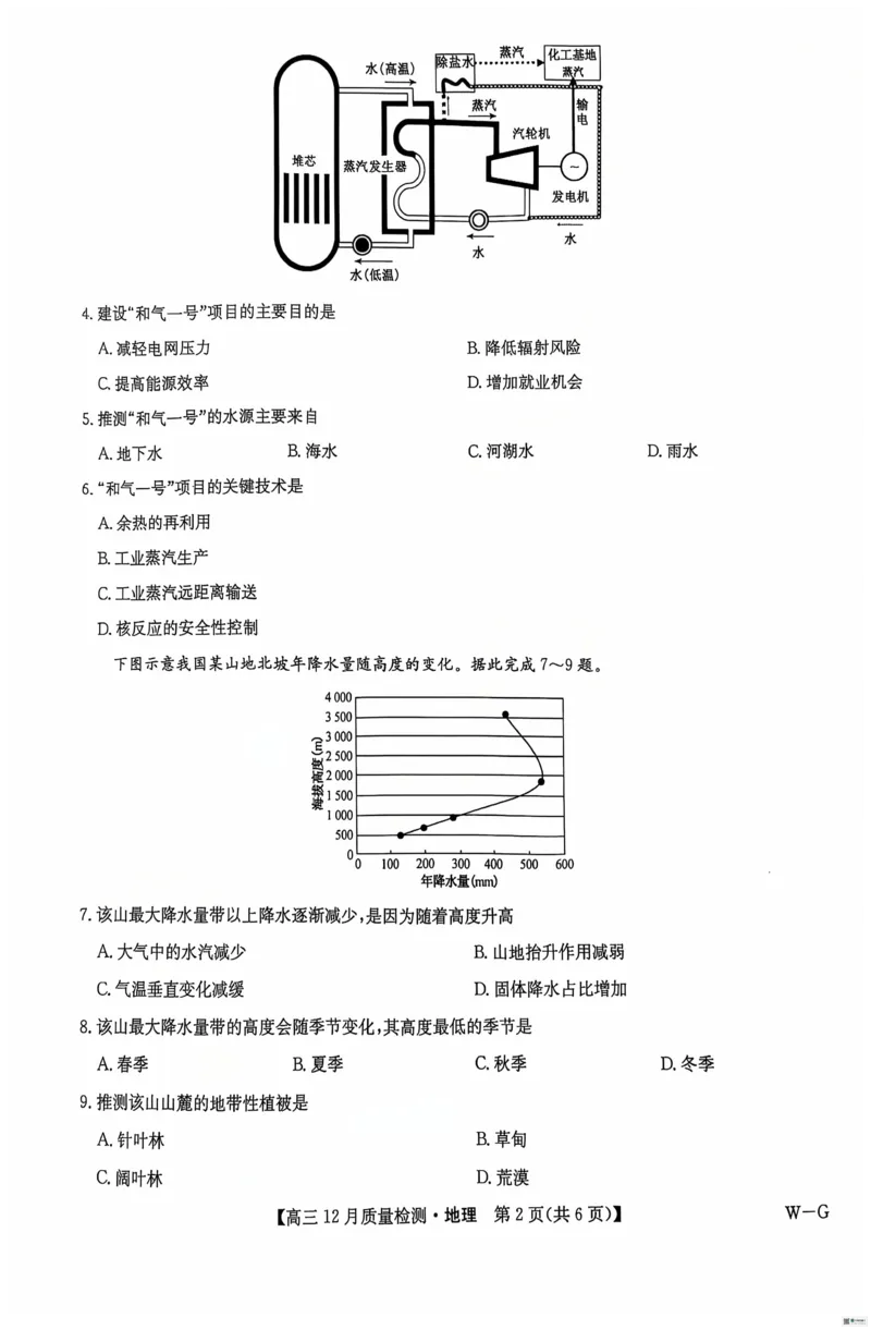 地理_2024-2025高三（6-6月题库）_2024年12月试卷_1225九师联盟2025届高三12月质量检测（全科）_九师联盟2025届高三12月质量检测地理（W-G）
