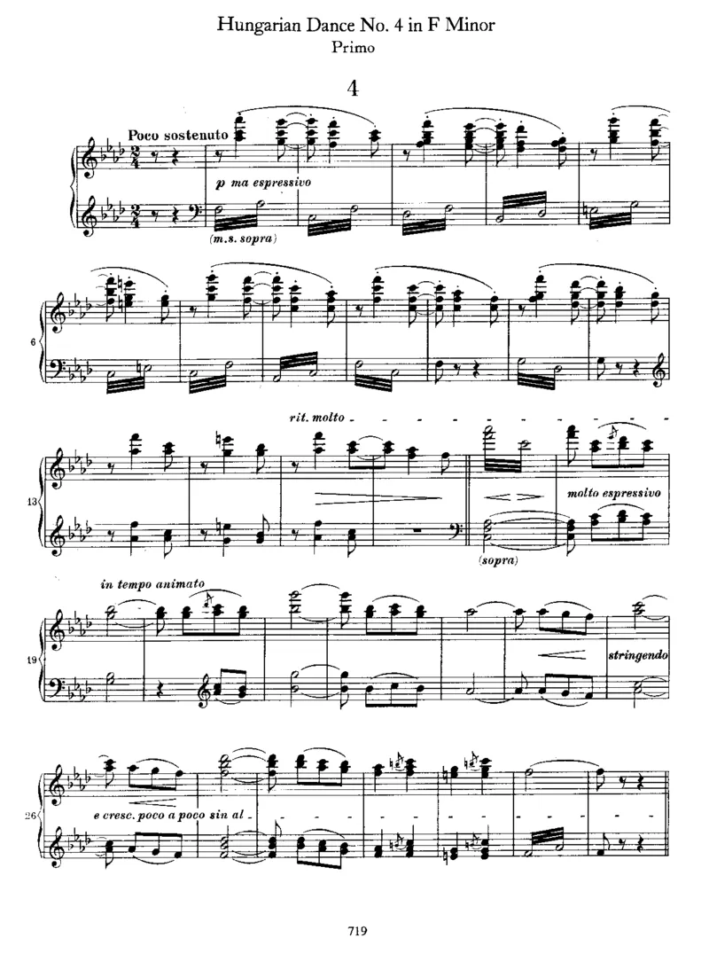 HungarianDanceNo04inf_一万首著名钢琴曲谱哈农贝多芬合集视频教学电子版高清无水印可打印_1古典钢琴知名音乐家谱_勃拉姆斯钢琴谱全集_匈牙利舞曲四手联弹版