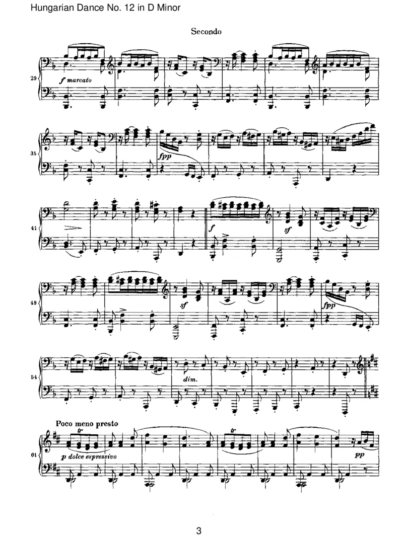 HungarianDanceNo.12inDMinor_一万首著名钢琴曲谱哈农贝多芬合集视频教学电子版高清无水印可打印_1古典钢琴知名音乐家谱_勃拉姆斯钢琴谱全集_VI.PianoWorksforFourHands