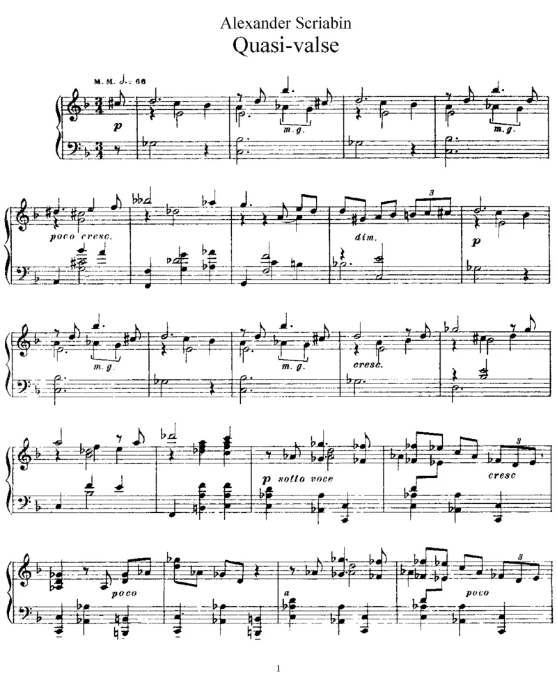 Quasi-valse,Op47_一万首著名钢琴曲谱哈农贝多芬合集视频教学电子版高清无水印可打印_1古典钢琴知名音乐家谱_斯克里亚宾钢琴谱全集_圆舞曲