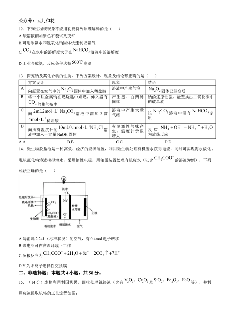 湖南省市县联考（示范性高中）2024-2025学年高二上学期12月月考化学试题Word版含解析_2024-2025高二（7-7月题库）_2025年01月试卷